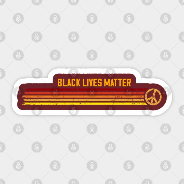 BLACK LIVES MATTER - Retro Peace Stripes Sunset Sticker by Jitterfly